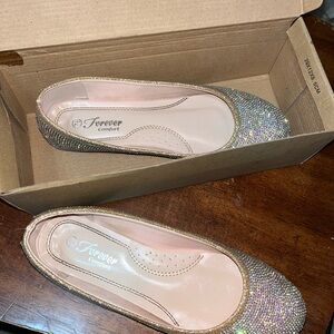 Sparkly golden bling slip on shoes